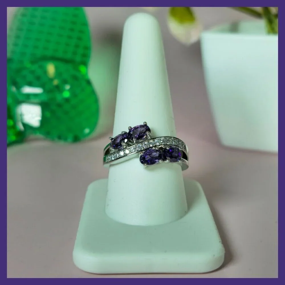 Purple CZ Twist Statement Ring Size 10‎ (NWOT)